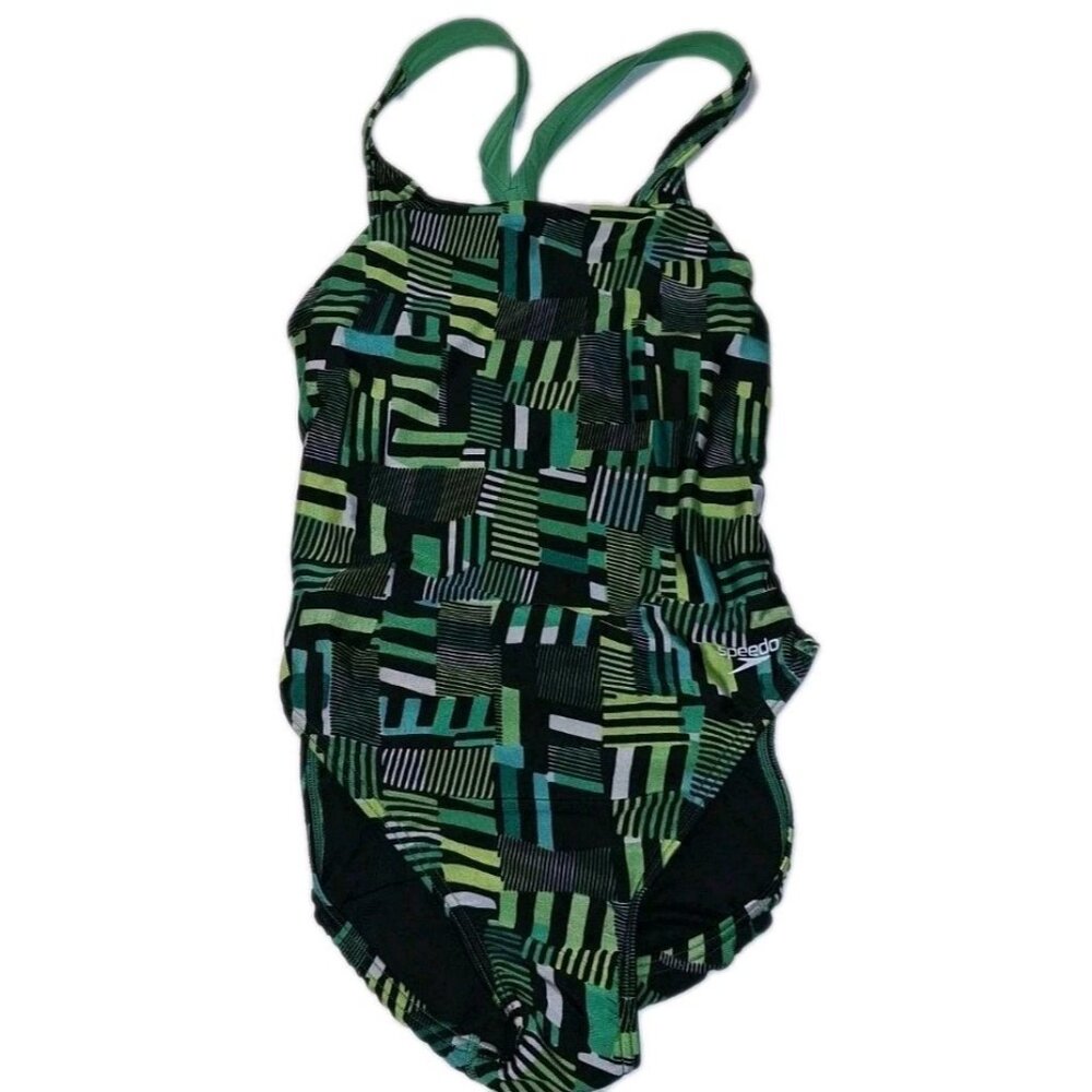 SPEEDO Women's Size 8 Green Black Bathing Swim Swimsuit